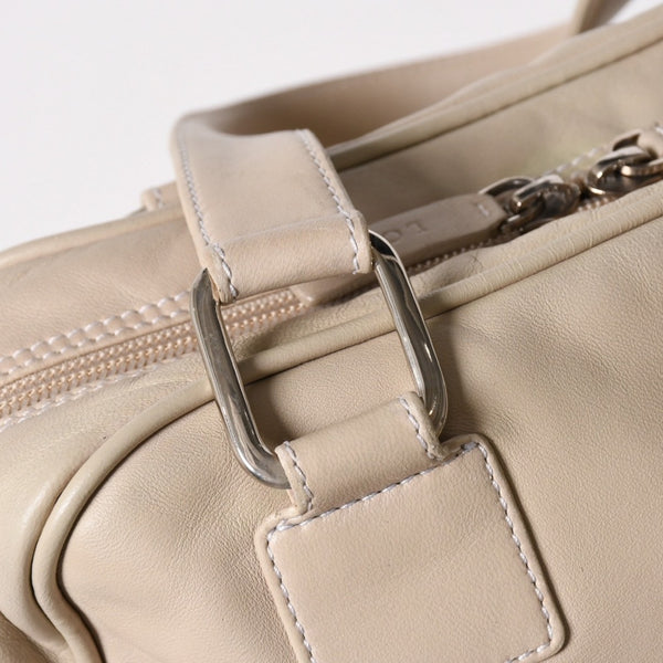 LOEWE ロエベ アナグラム トートバッグ ハンドバッグ アナグラム サイドポケットトート レザー アイボリー シルバー金具 中古 4a005831