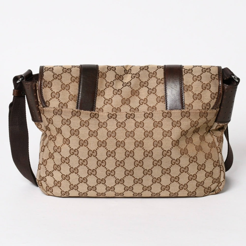 GUCCI グッチ メッセンジャー ショルダーバッグ 145859 GGキャンバス ブラウン シルバー金具 美品 中古 4a005890