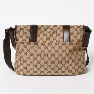 GUCCI グッチ メッセンジャー ショルダーバッグ 145859 GGキャンバス ブラウン シルバー金具 美品 中古 4a005890