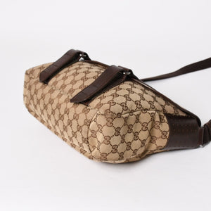 GUCCI グッチ メッセンジャー ショルダーバッグ 145859 GGキャンバス ブラウン シルバー金具 美品 中古 4a005890