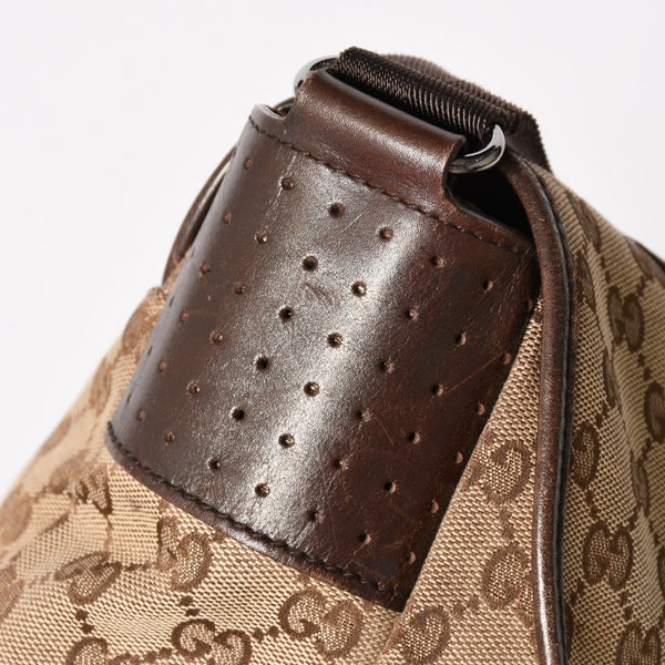 GUCCI グッチ メッセンジャー ショルダーバッグ 145859 GGキャンバス ブラウン シルバー金具 美品 中古 4a005890