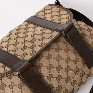 GUCCI グッチ メッセンジャー ショルダーバッグ 145859 GGキャンバス ブラウン シルバー金具 美品 中古 4a005890
