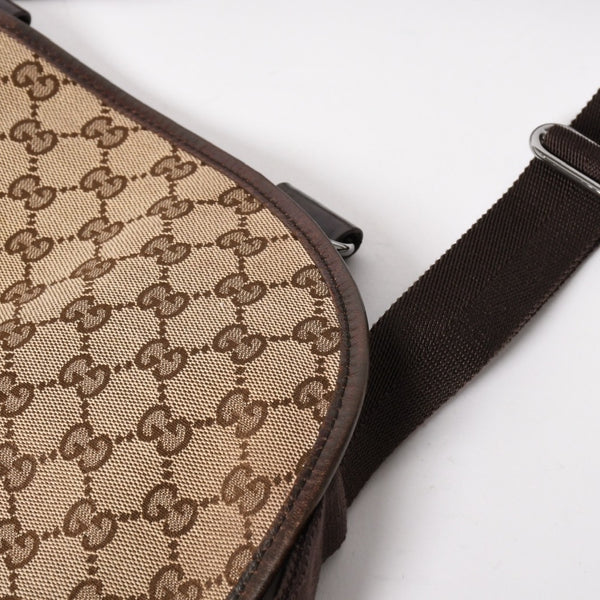GUCCI グッチ メッセンジャー ショルダーバッグ 145859 GGキャンバス ブラウン シルバー金具 美品 中古 4a005890