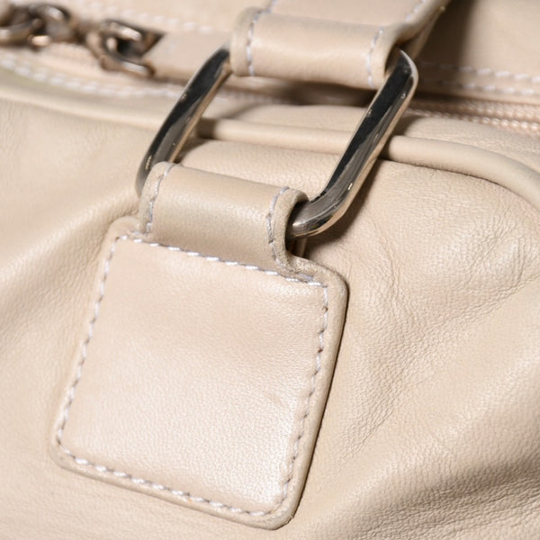 LOEWE ロエベ アナグラム トートバッグ ハンドバッグ アナグラム サイドポケットトート レザー アイボリー シルバー金具 中古 4a005831