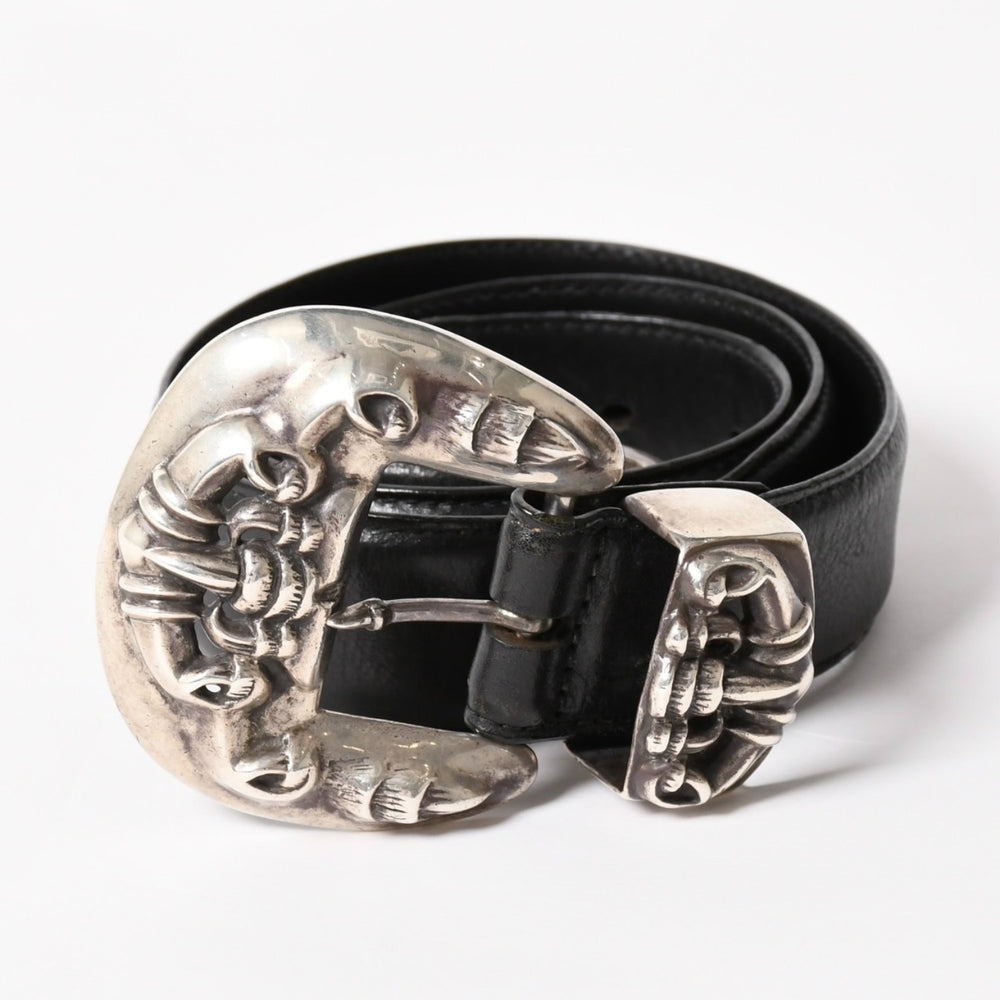 CHROME HEARTS クロムハーツ クロウ タロン ベルト レザーベルト 希少 シルバー925 ブラック シルバー金具 サイズ30 美品 中古 4a005986