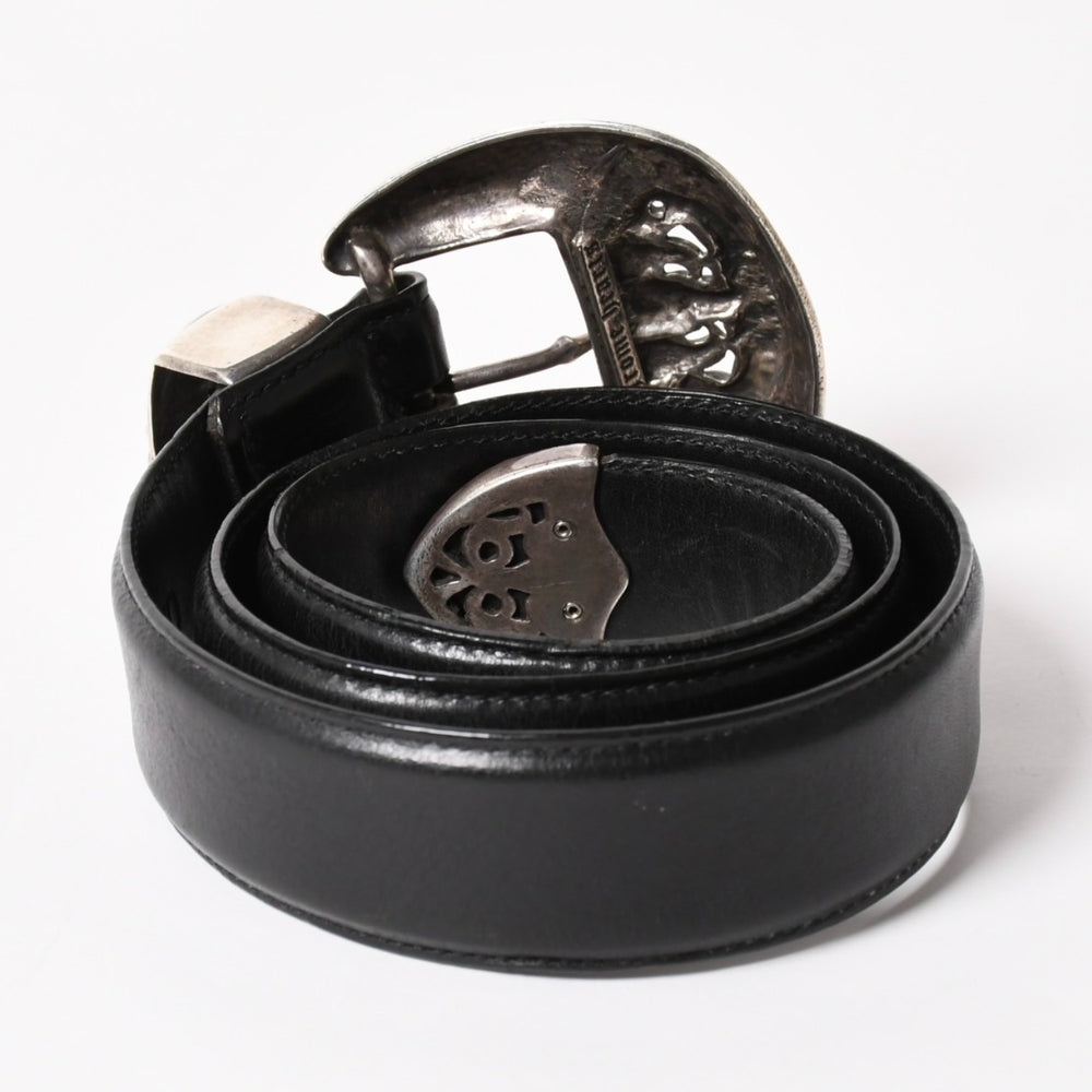 CHROME HEARTS クロムハーツ クロウ タロン ベルト レザーベルト 希少 シルバー925 ブラック シルバー金具 サイズ30 美品 中古 4a005986