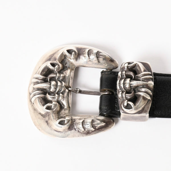 CHROME HEARTS クロムハーツ クロウ タロン ベルト レザーベルト 希少 シルバー925 ブラック シルバー金具 サイズ30 美品 中古 4a005986