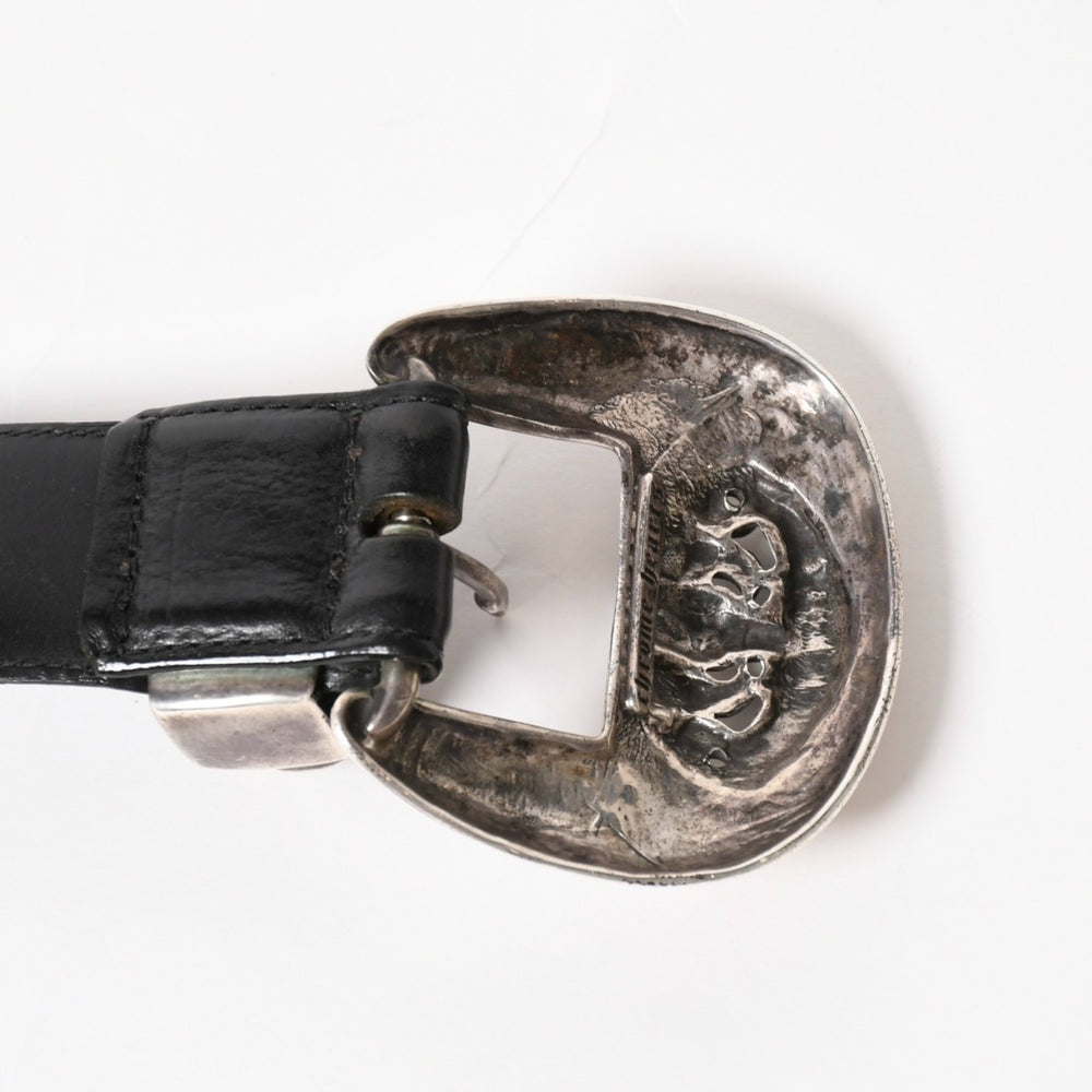 CHROME HEARTS クロムハーツ クロウ タロン ベルト レザーベルト 希少 シルバー925 ブラック シルバー金具 サイズ30 美品 中古 4a005986