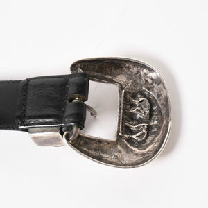 CHROME HEARTS クロムハーツ クロウ タロン ベルト レザーベルト 希少 シルバー925 ブラック シルバー金具 サイズ30 美品 中古 4a005986