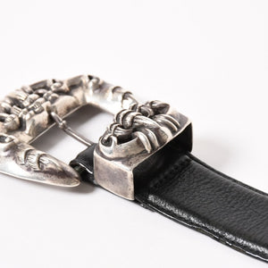 CHROME HEARTS クロムハーツ クロウ タロン ベルト レザーベルト 希少 シルバー925 ブラック シルバー金具 サイズ30 美品 中古 4a005986