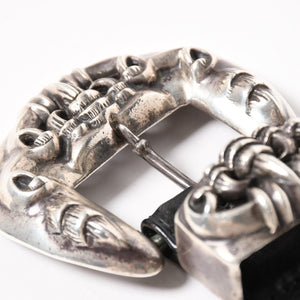 CHROME HEARTS クロムハーツ クロウ タロン ベルト レザーベルト 希少 シルバー925 ブラック シルバー金具 サイズ30 美品 中古 4a005986