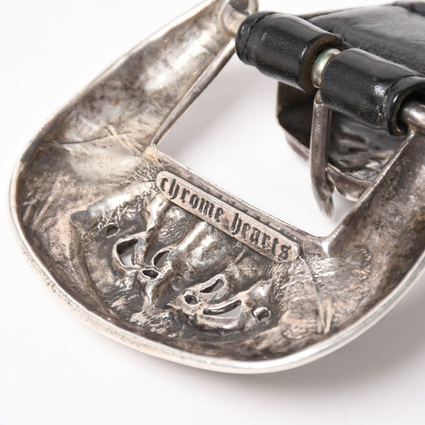CHROME HEARTS クロムハーツ クロウ タロン ベルト レザーベルト 希少 シルバー925 ブラック シルバー金具 サイズ30 美品 中古 4a005986