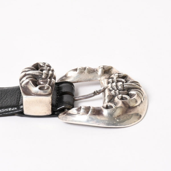 CHROME HEARTS クロムハーツ クロウ タロン ベルト レザーベルト 希少 シルバー925 ブラック シルバー金具 サイズ30 美品 中古 4a005986