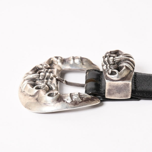 CHROME HEARTS クロムハーツ クロウ タロン ベルト レザーベルト 希少 シルバー925 ブラック シルバー金具 サイズ30 美品 中古 4a005986