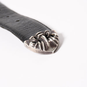 CHROME HEARTS クロムハーツ クロウ タロン ベルト レザーベルト 希少 シルバー925 ブラック シルバー金具 サイズ30 美品 中古 4a005986