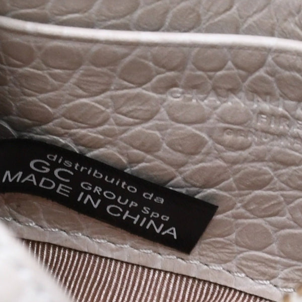 極美品 GIANNI CHIARINI ジャンニキアリーニ ショルダーバッグ マイクロミニバッグ チェーン クロコ型押し レザー アイボリー ゴールド金具 中古 4a005819