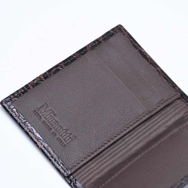 新品同様品 Minotti ミノッティ カードケース クロコ型押し イタリア製 ブラック ブラウン レザー 中古 4a005880