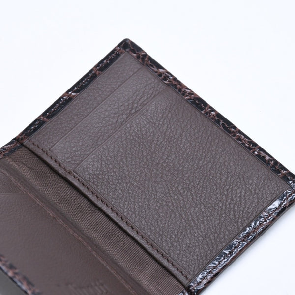 新品同様品 Minotti ミノッティ カードケース クロコ型押し イタリア製 ブラック ブラウン レザー 中古 4a005880
