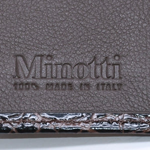 新品同様品 Minotti ミノッティ カードケース クロコ型押し イタリア製 ブラック ブラウン レザー 中古 4a005880