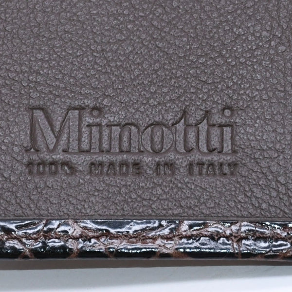 新品同様品 Minotti ミノッティ カードケース クロコ型押し イタリア製 ブラック ブラウン レザー 中古 4a005880