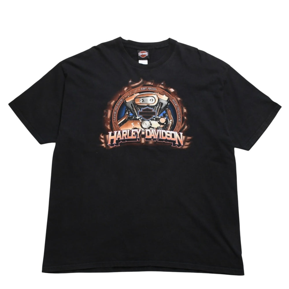 HARLEY DAVIDSON ハーレーダヴィッドソン 00's 半袖Tシャツ サイズ2XL ブラック サウスハンプトン マサチューセッツ 古着 美品 中古 4a005843