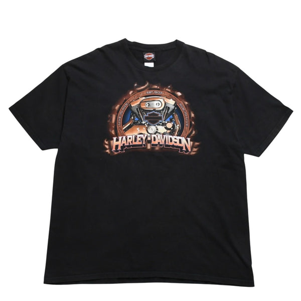 HARLEY DAVIDSON ハーレーダヴィッドソン 00's 半袖Tシャツ サイズ2XL ブラック サウスハンプトン マサチューセッツ 古着 美品 中古 4a005843