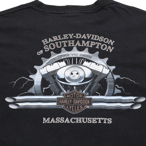 HARLEY DAVIDSON ハーレーダヴィッドソン 00's 半袖Tシャツ サイズ2XL ブラック サウスハンプトン マサチューセッツ 古着 美品 中古 4a005843