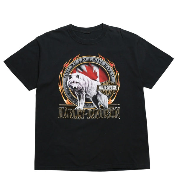 HARLEY DAVIDSON ハーレーダヴィッドソン 00's 半袖Tシャツ ブラック ナイアガラフォールズ カナダ 古着 美品 中古 4a005845