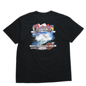 HARLEY DAVIDSON ハーレーダヴィッドソン 00's 半袖Tシャツ ブラック ナイアガラフォールズ カナダ 古着 美品 中古 4a005845