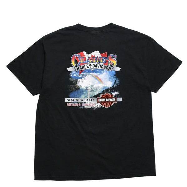 HARLEY DAVIDSON ハーレーダヴィッドソン 00's 半袖Tシャツ ブラック ナイアガラフォールズ カナダ 古着 美品 中古 4a005845
