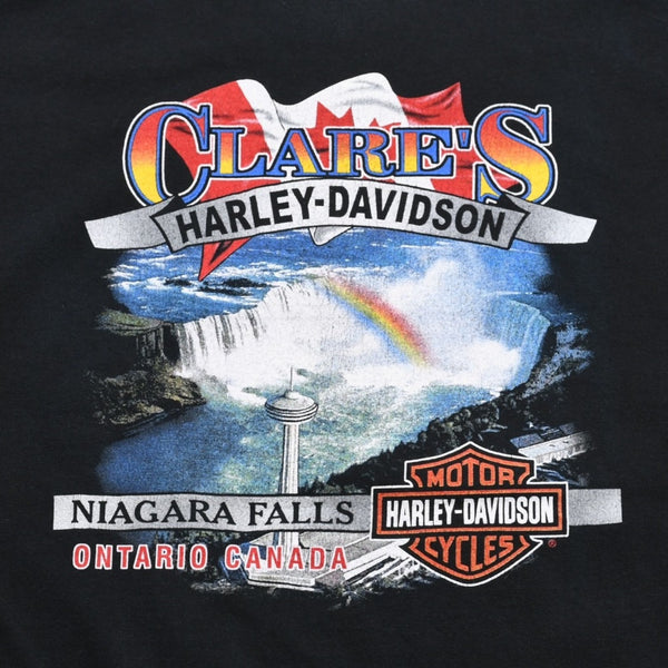 HARLEY DAVIDSON ハーレーダヴィッドソン 00's 半袖Tシャツ ブラック ナイアガラフォールズ カナダ 古着 美品 中古 4a005845
