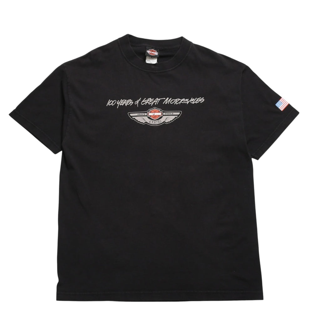 HARLEY DAVIDSON ハーレーダヴィッドソン 00's 半袖Tシャツ サイズL ウィリー G ダビッドソン 100周年記念 ブラック 古着 美品 中古 4a005851