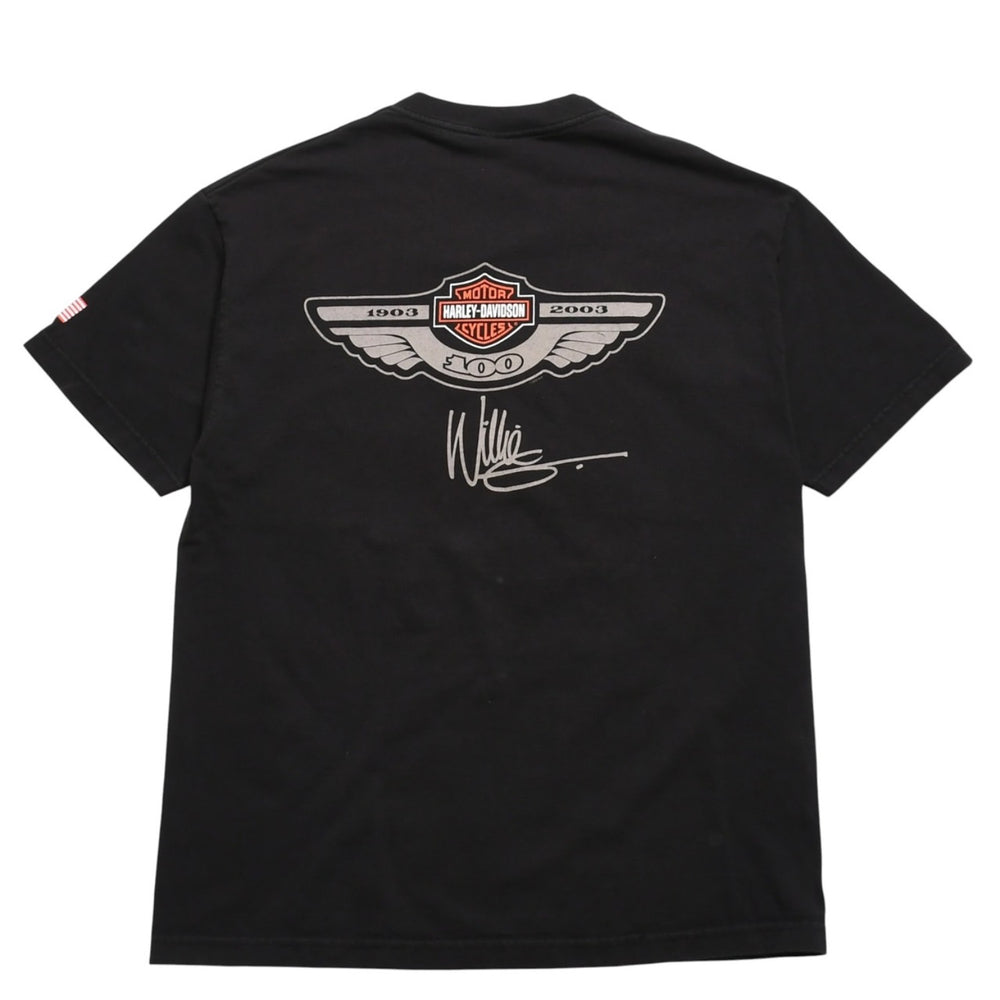 HARLEY DAVIDSON ハーレーダヴィッドソン 00's 半袖Tシャツ サイズL ウィリー G ダビッドソン 100周年記念 ブラック 古着 美品 中古 4a005851