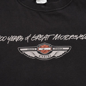 HARLEY DAVIDSON ハーレーダヴィッドソン 00's 半袖Tシャツ サイズL ウィリー G ダビッドソン 100周年記念 ブラック 古着 美品 中古 4a005851