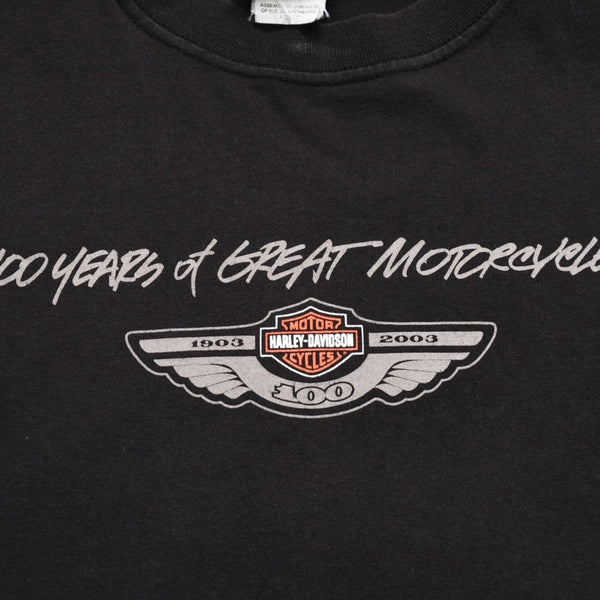 HARLEY DAVIDSON ハーレーダヴィッドソン 00's 半袖Tシャツ サイズL ウィリー G ダビッドソン 100周年記念 ブラック 古着 美品 中古 4a005851