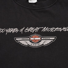 Load the image into the gallery viewer. HARLEY DAVIDSON ハーレーダヴィッドソン 00's 半袖Tシャツ サイズL ウィリー G ダビッドソン 100周年記念 ブラック 古着 美品 中古 4a005851