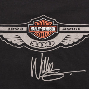 HARLEY DAVIDSON ハーレーダヴィッドソン 00's 半袖Tシャツ サイズL ウィリー G ダビッドソン 100周年記念 ブラック 古着 美品 中古 4a005851