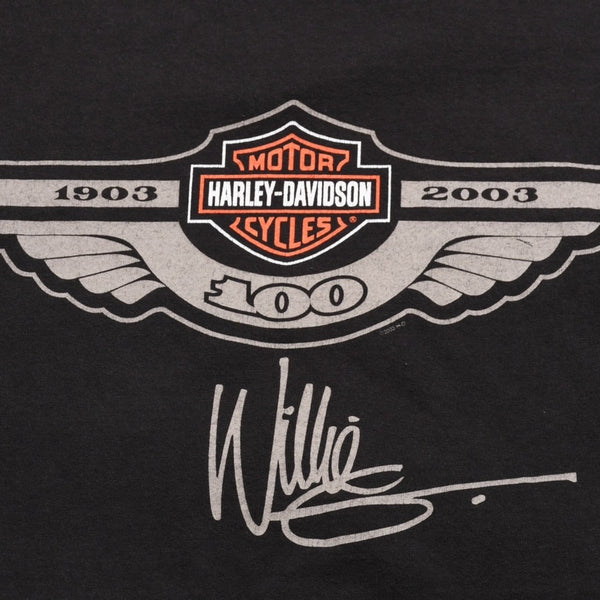 HARLEY DAVIDSON ハーレーダヴィッドソン 00's 半袖Tシャツ サイズL ウィリー G ダビッドソン 100周年記念 ブラック 古着 美品 中古 4a005851