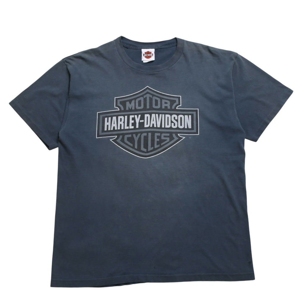HARLEY DAVIDSON ハーレーダヴィッドソン 00's 半袖Tシャツ サイズL ブルーグレー シャーロット ノースカロライナ 古着 美品 中古 4a005854