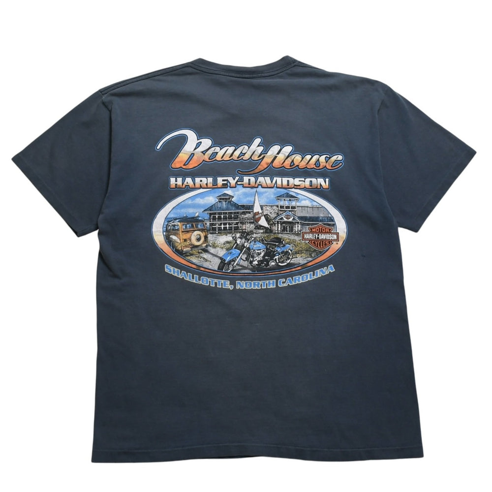 HARLEY DAVIDSON ハーレーダヴィッドソン 00's 半袖Tシャツ サイズL ブルーグレー シャーロット ノースカロライナ 古着 美品 中古 4a005854
