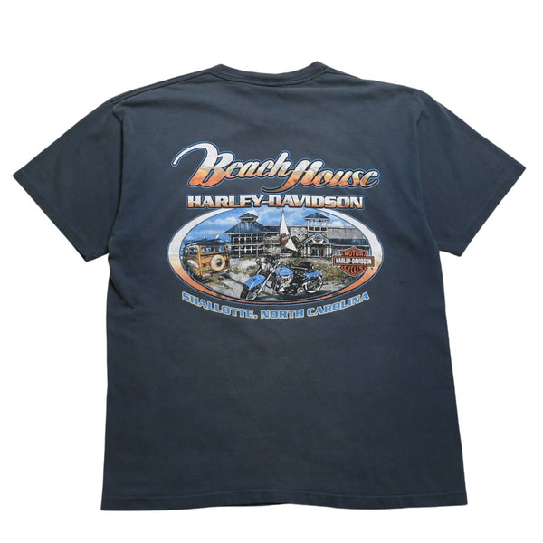HARLEY DAVIDSON ハーレーダヴィッドソン 00's 半袖Tシャツ サイズL ブルーグレー シャーロット ノースカロライナ 古着 美品 中古 4a005854