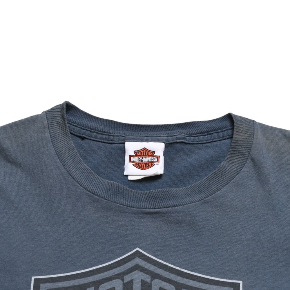 HARLEY DAVIDSON ハーレーダヴィッドソン 00's 半袖Tシャツ サイズL ブルーグレー シャーロット ノースカロライナ 古着 美品 中古 4a005854
