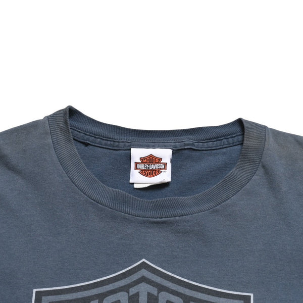 HARLEY DAVIDSON ハーレーダヴィッドソン 00's 半袖Tシャツ サイズL ブルーグレー シャーロット ノースカロライナ 古着 美品 中古 4a005854