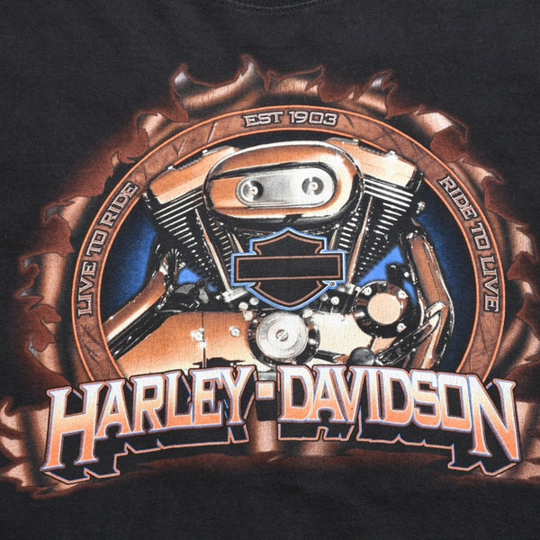 HARLEY DAVIDSON ハーレーダヴィッドソン 00's 半袖Tシャツ サイズ2XL ブラック サウスハンプトン マサチューセッツ 古着 美品 中古 4a005843