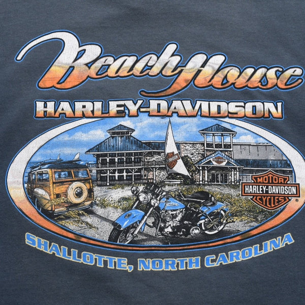 HARLEY DAVIDSON ハーレーダヴィッドソン 00's 半袖Tシャツ サイズL ブルーグレー シャーロット ノースカロライナ 古着 美品 中古 4a005854