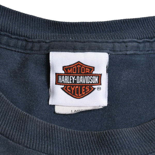 HARLEY DAVIDSON ハーレーダヴィッドソン 00's 半袖Tシャツ サイズL ブルーグレー シャーロット ノースカロライナ 古着 美品 中古 4a005854