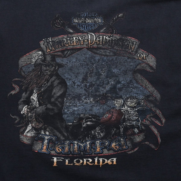 HARLEY DAVIDSON ハーレーダヴィッドソン 00's 半袖Tシャツ ブラック コットン フロリダ タンパ 古着 美品 中古 4a005846