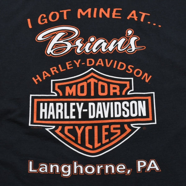 HARLEY DAVIDSON ハーレーダヴィッドソン 00's 半袖Tシャツ ブラック Brian's ブライアンズ ラングホーン 古着 美品 中古 4a005844