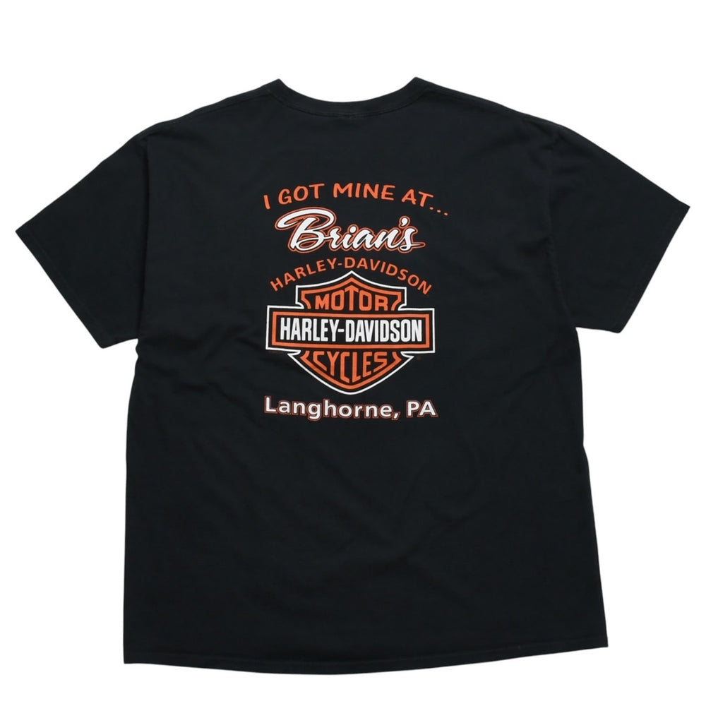 HARLEY DAVIDSON ハーレーダヴィッドソン 00's 半袖Tシャツ ブラック Brian's ブライアンズ ラングホーン 古着 美品 中古 4a005844