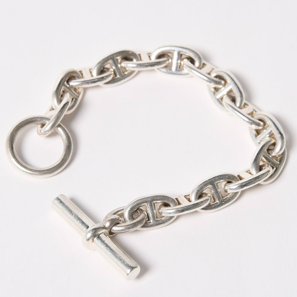 極美品 HERMES エルメス シェーヌダンクルMM ブレスレット 15コマ 重量約56.84g Ag925刻印 シルバー925 中古 4a005879